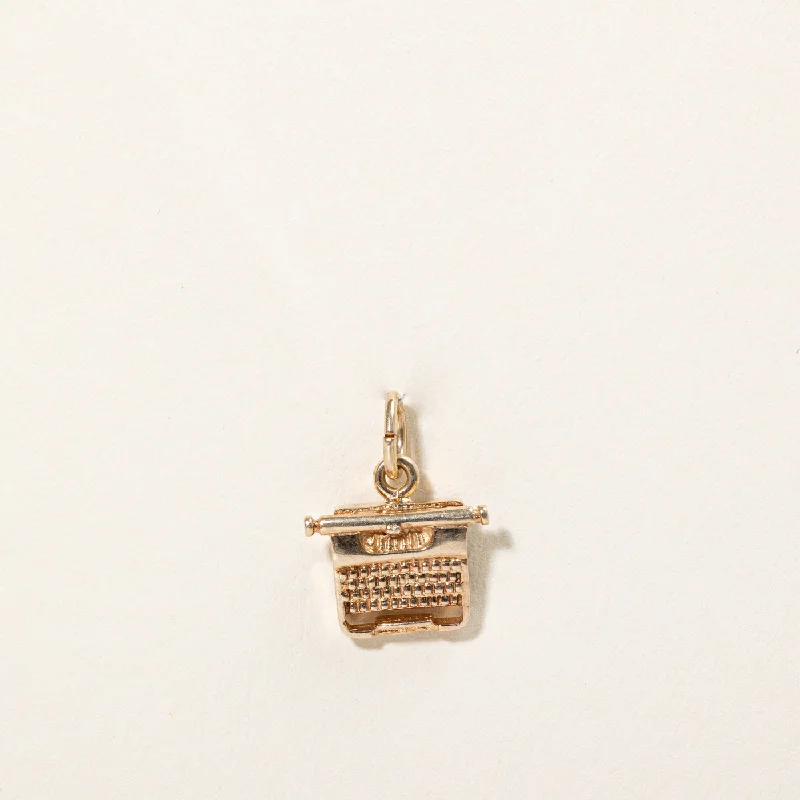 Romantic Heart-Shaped Jewelry For Special Gifts 10k Yellow Gold Type Writer Charm