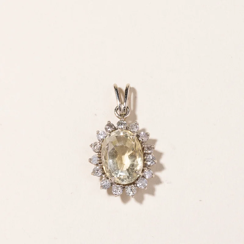 Timeless Elegance At Unbelievable Discounts 14K White Gold Citrine & Diamond Pendant | 4.33ctw, 0.75ctw