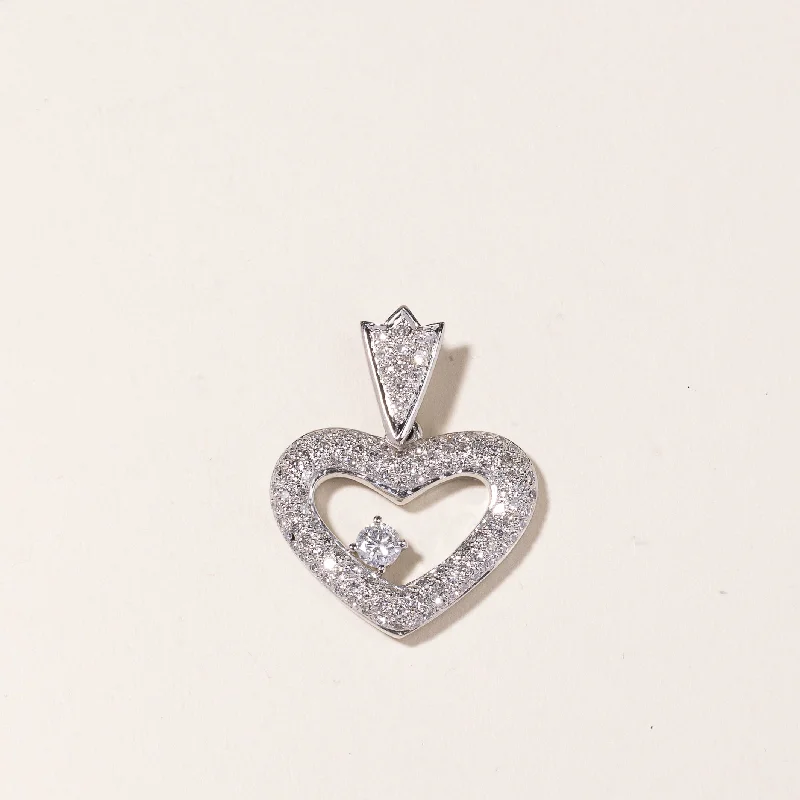 Handcrafted Beauty At Affordable Prices 14K White Gold Heart Shaped Diamond Pendant | 1.14ctw Handcrafted Beauty At Affordable Prices 14K White Gold Heart Shaped Diamond Pendant | 1.14ctw