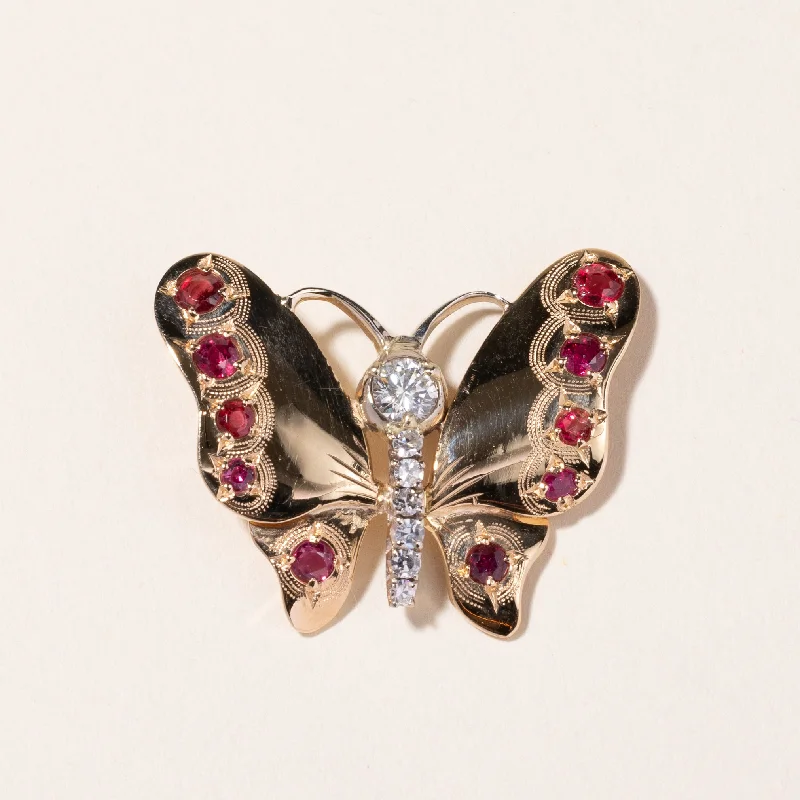 Stunning Jewelry At A Fraction Of The Price 18k Yellow Gold Ruby & Diamond Butterfly Pendant | 0.81ctw, 0.45ctw | Stunning Jewelry At A Fraction Of The Price 18k Yellow Gold Ruby & Diamond Butterfly Pendant | 0.81ctw, 0.45ctw |