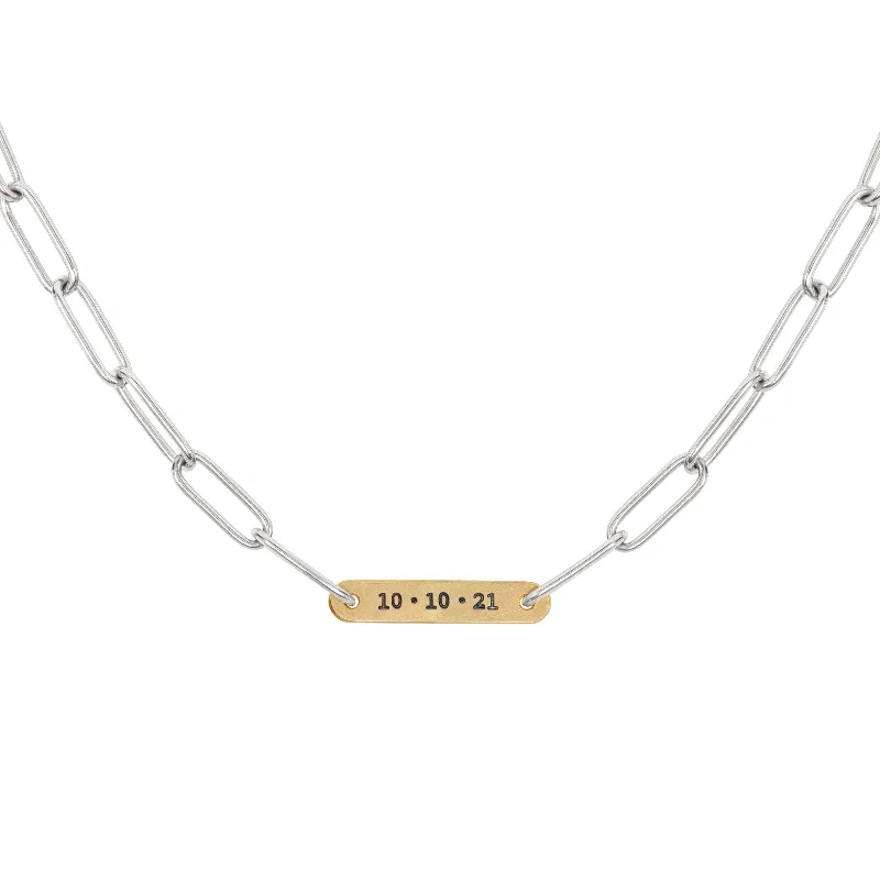 Huge Savings On Premium Jewelry Styles 5.2mm Silver & Gold Date Flat Bar Chain