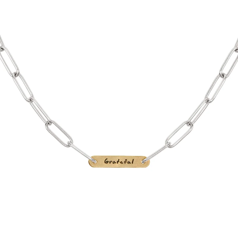 Stunning Statement Jewelry, Unbeatable Discounts 5.2mm Silver & Gold Grateful Flat Bar Chain Stunning Statement Jewelry, Unbeatable Discounts 5.2mm Silver & Gold Grateful Flat Bar Chain