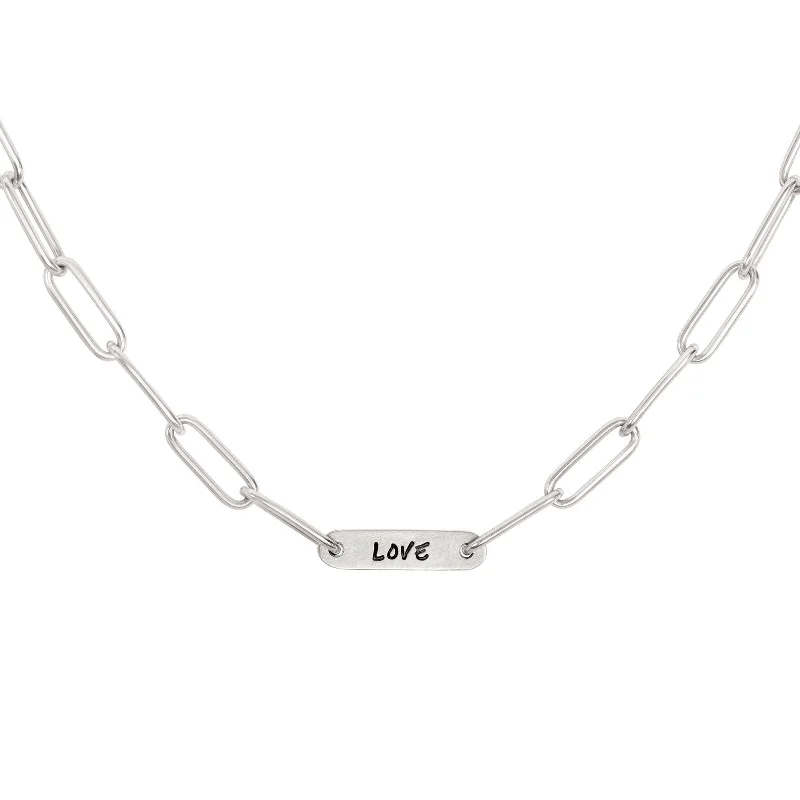 Shop Signature Jewelry Styles At Exclusive Prices 5.2mm Silver Love Flat Bar Chain