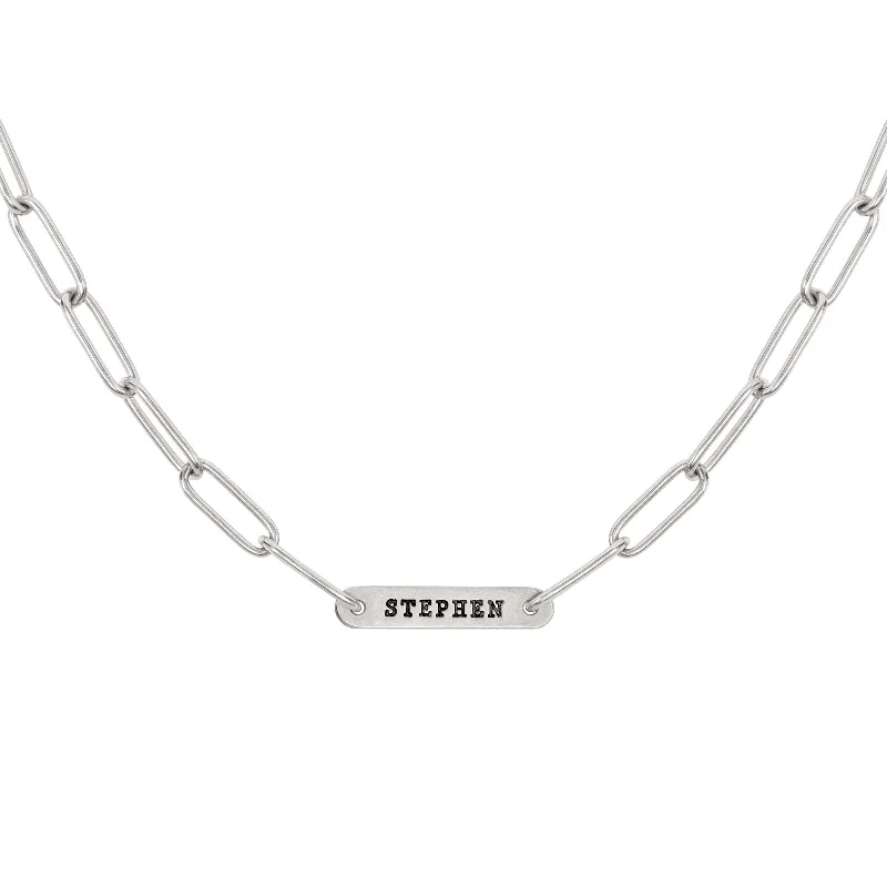 Seasonal Jewelry Clearance – Best Styles At The Lowest Prices 5.2mm Silver Name Flat Bar Chain Seasonal Jewelry Clearance – Best Styles At The Lowest Prices 5.2mm Silver Name Flat Bar Chain