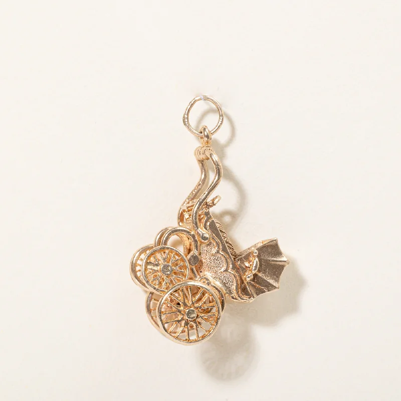 Waterproof Stainless Steel Jewelry For Lasting Beauty 9k Yellow Gold Baby Carriage Charm