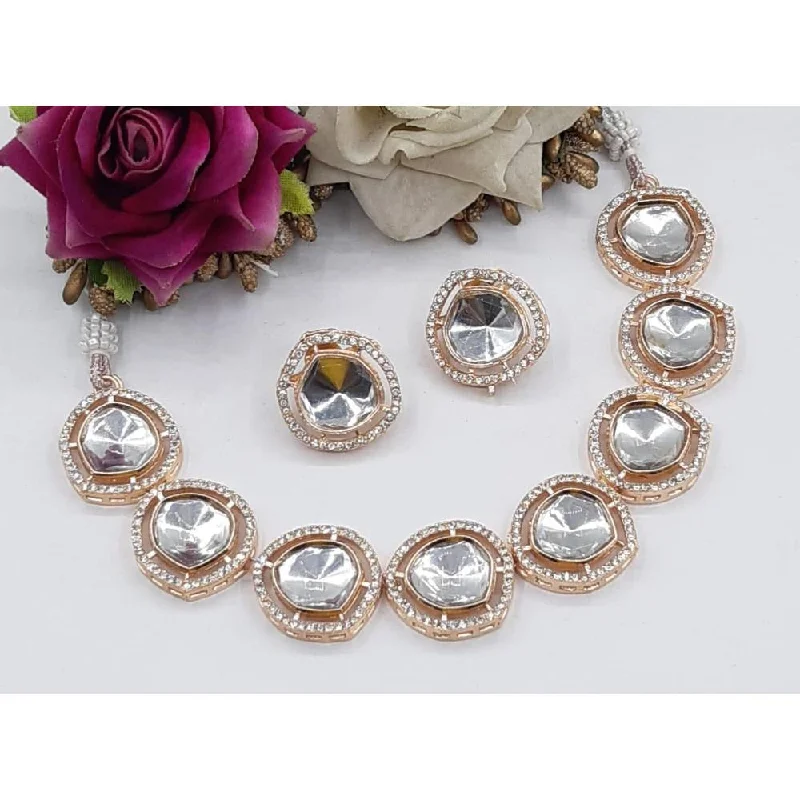 Flash Sale On Stunning Jewelry – Don't Miss Out Akruti Collection Rose Gold Plated Kundan Necklace Set