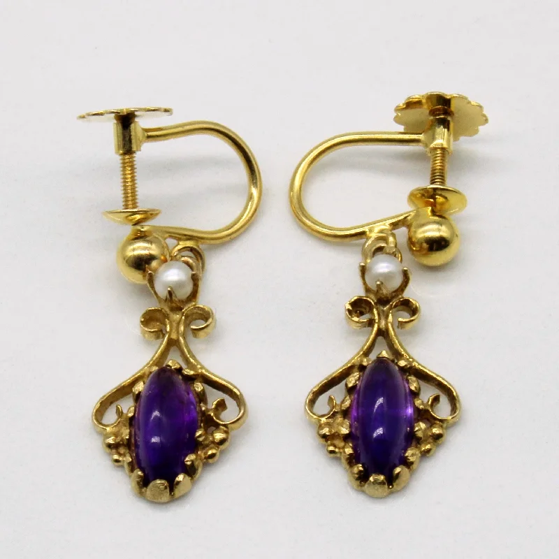 Make Your Outfit Shine With Discounted Jewelry Amethyst & Pearl Drop Earrings | 1.50ctw | Make Your Outfit Shine With Discounted Jewelry Amethyst & Pearl Drop Earrings | 1.50ctw |