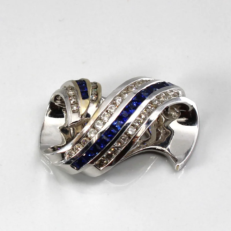 Customized Silver Jewelry For Unique Style Channel Set Diamond & Sapphire Pendant | 0.50ctw | 0.45ctw | Customized Silver Jewelry For Unique Style Channel Set Diamond & Sapphire Pendant | 0.50ctw | 0.45ctw |