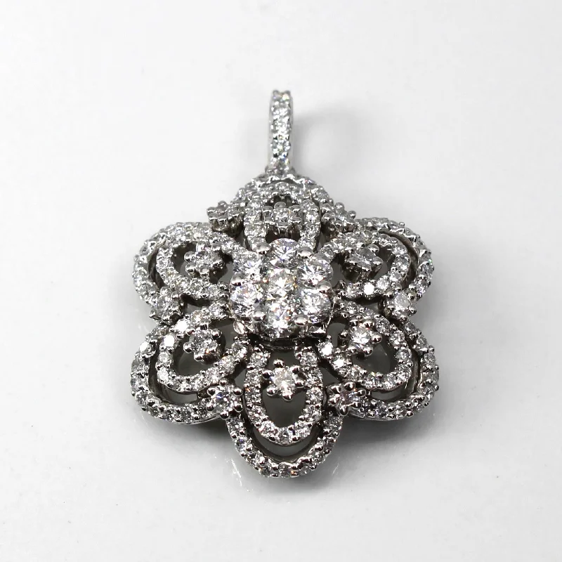 Jewelry Clearance – Final Chance To Save Big Cluster Diamond Floral Design Pendant | 1.25ctw | Jewelry Clearance – Final Chance To Save Big Cluster Diamond Floral Design Pendant | 1.25ctw |