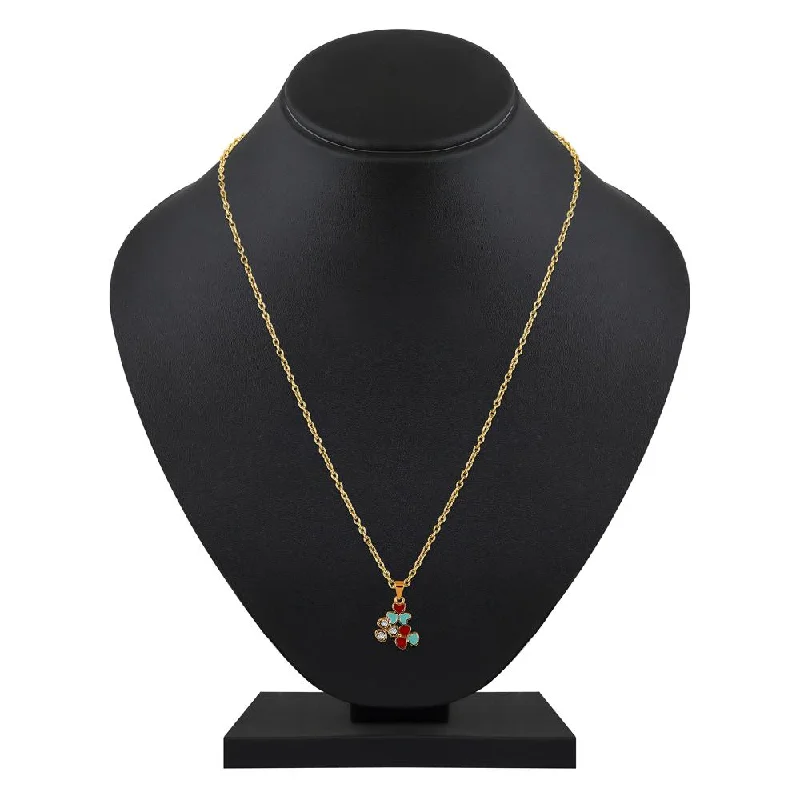 Trendy Minimalist Jewelry For Everyday Wear Mahi Gold Plated Red and Blue Meenakari Work and Crystals Floral Necklace Pendant for Women (PS1101873GRedBlu) Trendy Minimalist Jewelry For Everyday Wear Mahi Gold Plated Red and Blue Meenakari Work and Crystals Floral Necklace Pendant for Women (PS1101873GRedBlu)