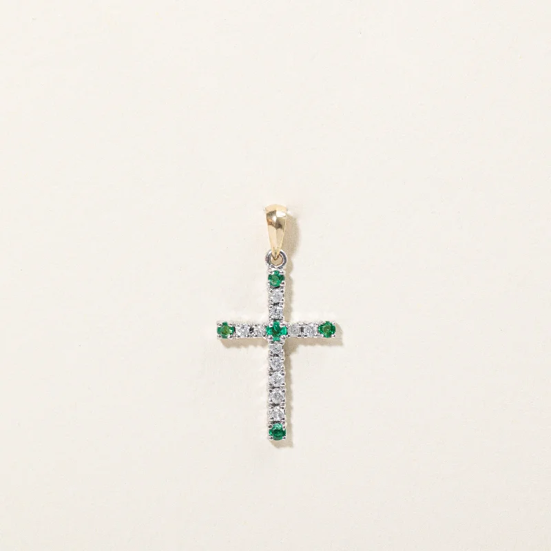 Flash Sale On Stunning Jewelry – Don't Miss Out Diamond & Emerald Cross Pendant | 0.11ctw, 0.10ctw |