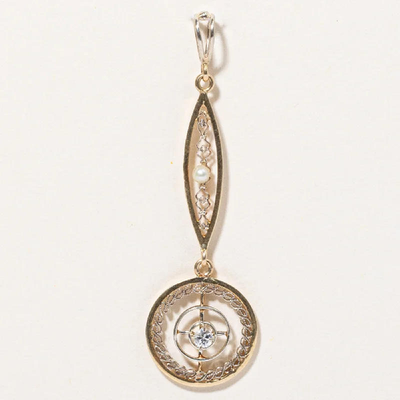 Special Deals On Handcrafted And Designer Jewelry Vintage Diamond & Pearl Drop Pendant | 0.05ct | Special Deals On Handcrafted And Designer Jewelry Vintage Diamond & Pearl Drop Pendant | 0.05ct |