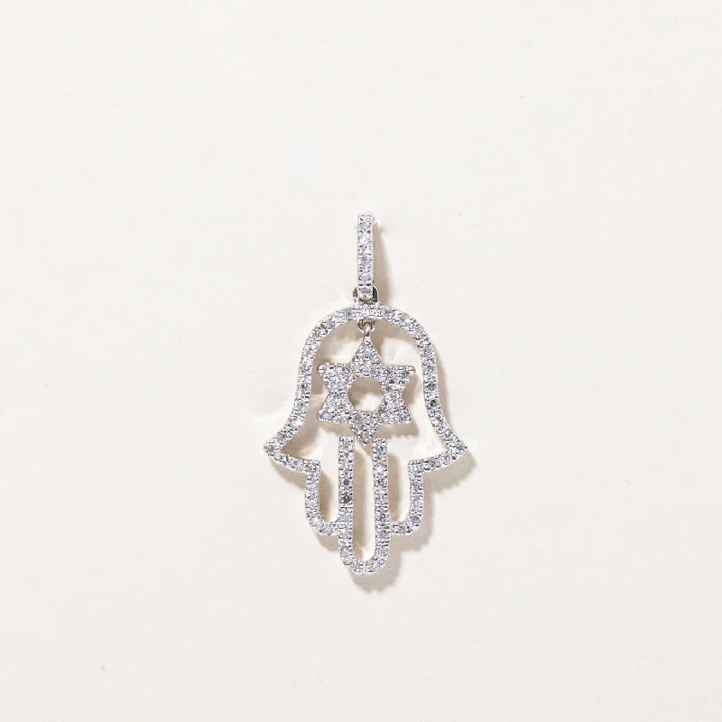 Limited-Stock Jewelry Sale – Once It's Gone, It's Gone Diamond Hamsa Hand and Star of David Pendant | 0.20ctw | Limited-Stock Jewelry Sale – Once It's Gone, It's Gone Diamond Hamsa Hand and Star of David Pendant | 0.20ctw |