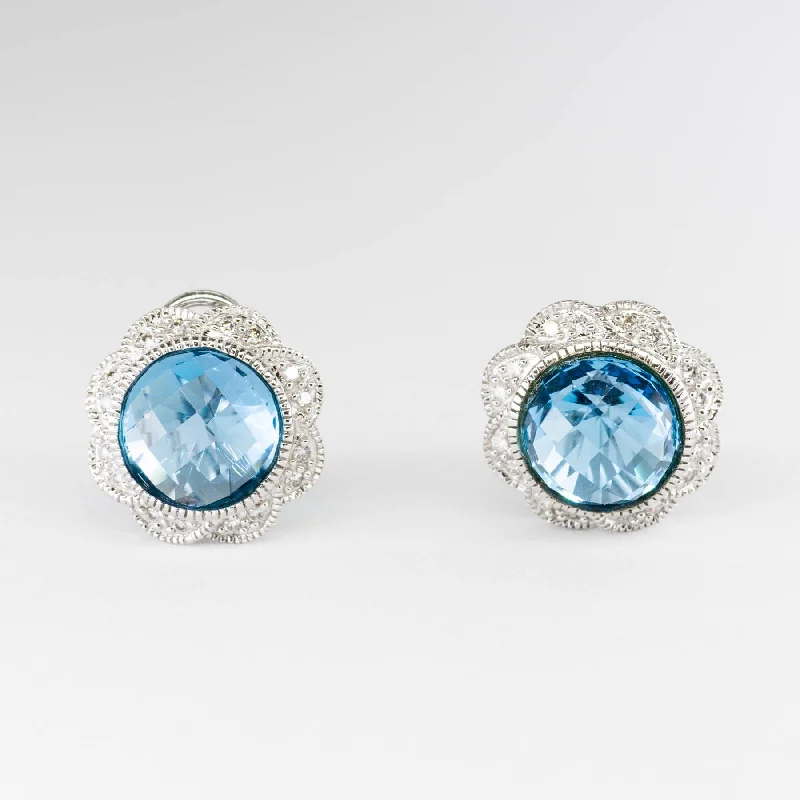 Jewelry Sale Alert – Shop Timeless Elegance Today Domed Round Blue Topaz and Diamond Earrings | 7.60ctw | Jewelry Sale Alert – Shop Timeless Elegance Today Domed Round Blue Topaz and Diamond Earrings | 7.60ctw |
