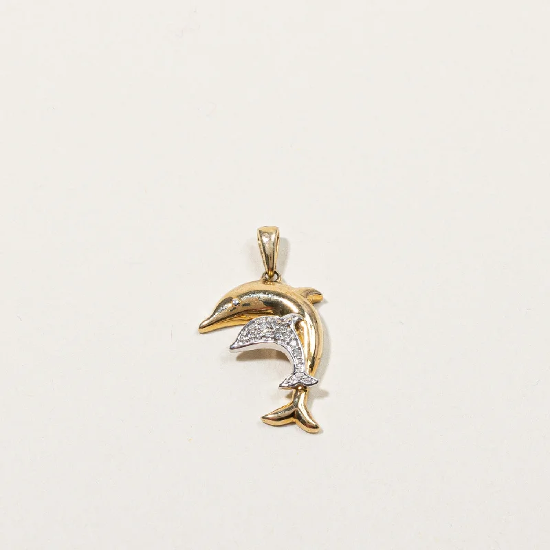 Flash Sale On Exquisite Jewelry – Don't Miss Out Double Dolphin Diamond Pendant | 0.04ctw |