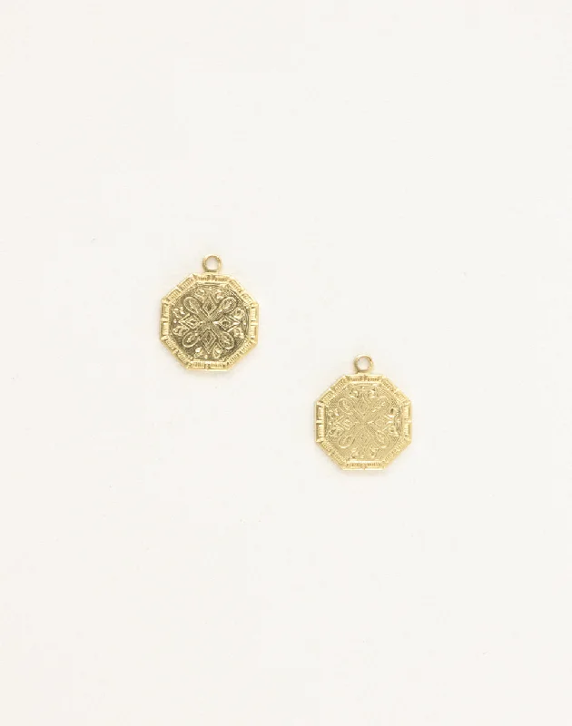 Fine Jewelry, Limited-Time Offers Available Etched Medallion, 17x14mm, (2pcs)