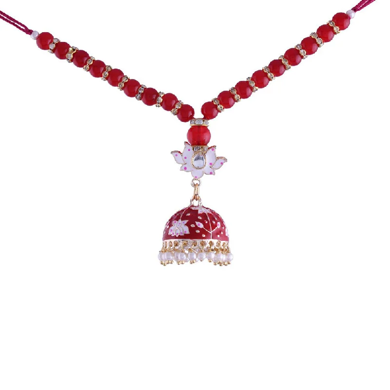 Special Deals On Handcrafted And Designer Jewelry Etnico Designer Meenakari Pearl Hanging Jhumka Lumba Rakhi for Rakshabhandan Special (R074R-L)