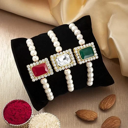 Exclusive Jewelry Sale – Shine For Less Etnico I Jewels 18k Gold Plated Designer Stone Pearl Studded Combo Rakhi Bracelet for Men/Brother/Bhaiya (Pack of 3) (R010R-W-G) Exclusive Jewelry Sale – Shine For Less Etnico I Jewels 18k Gold Plated Designer Stone Pearl Studded Combo Rakhi Bracelet for Men/Brother/Bhaiya (Pack of 3) (R010R-W-G)