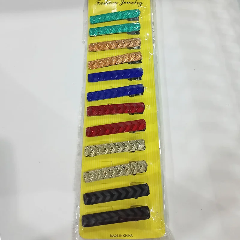 Customized Silver Jewelry For Unique Style Eugenia Assorted Color 6 Pairs Austrian Stone Hair Pin