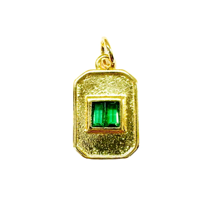 Delicate Crystal Jewelry For Sophisticated Charm Green Rectangle Tag Charm For Charm Necklace & Bracelet