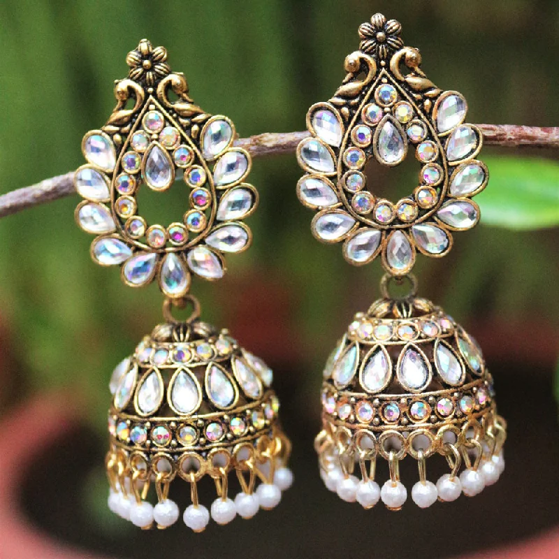 Elegant Jewelry, Exclusive Prices – Shop Now H K Fashion Antic Gold Plated Austrian Stone Pearls Jhumki Earrings Elegant Jewelry, Exclusive Prices – Shop Now H K Fashion Antic Gold Plated Austrian Stone Pearls Jhumki Earrings