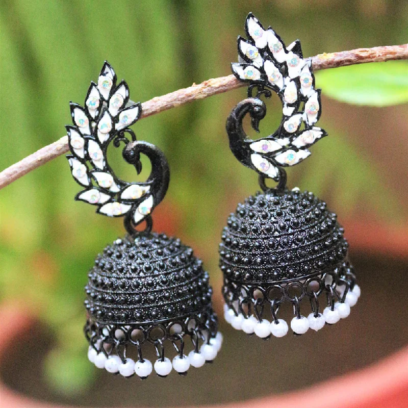 Chic And Stylish Jewelry At Exclusive Prices H K Fashion Black Polish Austrian Stone Jhumki Earrings Chic And Stylish Jewelry At Exclusive Prices H K Fashion Black Polish Austrian Stone Jhumki Earrings