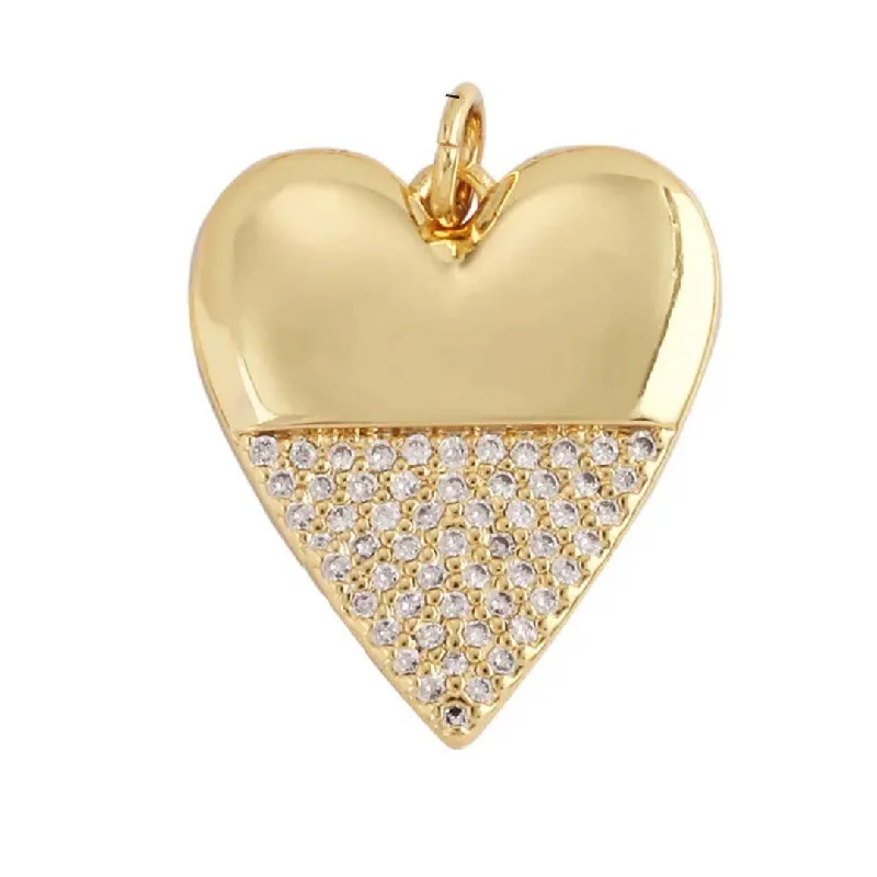Elegant Jewelry, Affordable Luxury – Shop Now Heart Half CZ Charm For Charm Necklace & Bracelet Elegant Jewelry, Affordable Luxury – Shop Now Heart Half CZ Charm For Charm Necklace & Bracelet