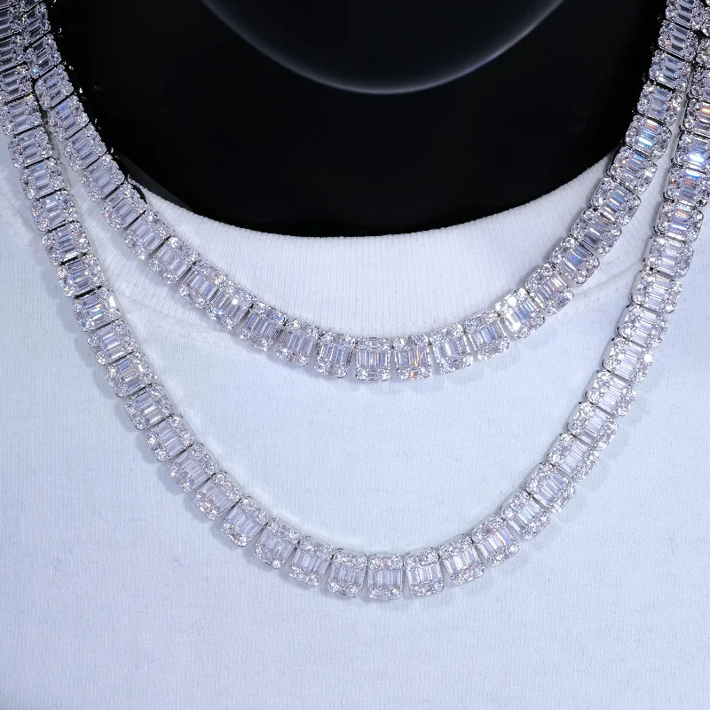 Get The Sparkle You Love At Prices You Adore 8mm Iced Square Baguette Tennis Chain Get The Sparkle You Love At Prices You Adore 8mm Iced Square Baguette Tennis Chain