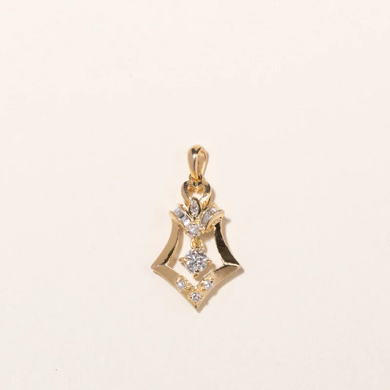 Fashion-Forward Geometric Jewelry For Contemporary Style 14k Yellow Gold Diamond Pendant | 0.35ctw | 2.8x1.5cm Fashion-Forward Geometric Jewelry For Contemporary Style 14k Yellow Gold Diamond Pendant | 0.35ctw | 2.8x1.5cm