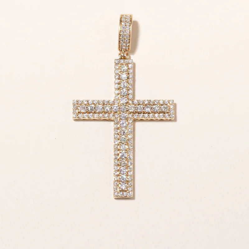 Elegant Rose Gold Jewelry For A Stylish Touch 10k Yellow Gold Large Diamond Cross Pendant | 2.07ctw | 5.8x3cm Elegant Rose Gold Jewelry For A Stylish Touch 10k Yellow Gold Large Diamond Cross Pendant | 2.07ctw | 5.8x3cm