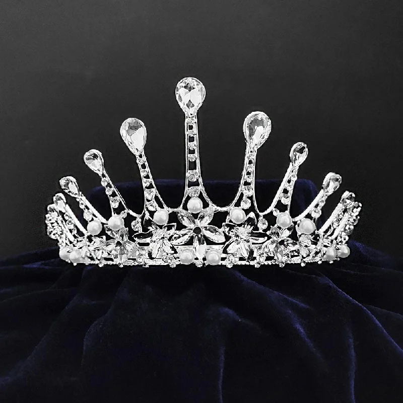 Timeless Elegance Now At Special Discounts Kriaa Silver Plated White Austrian Stone Crown -1506603 Timeless Elegance Now At Special Discounts Kriaa Silver Plated White Austrian Stone Crown -1506603