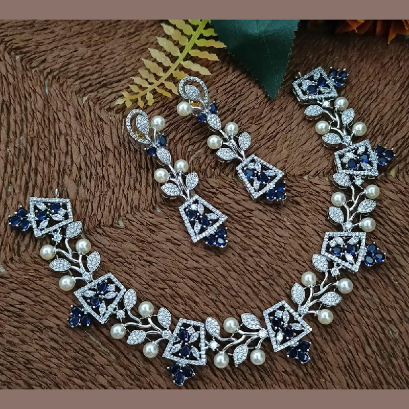 Grab Exquisite Jewelry At The Lowest Prices Manisha Jewellery AD Stone Silver Plated Necklace Set