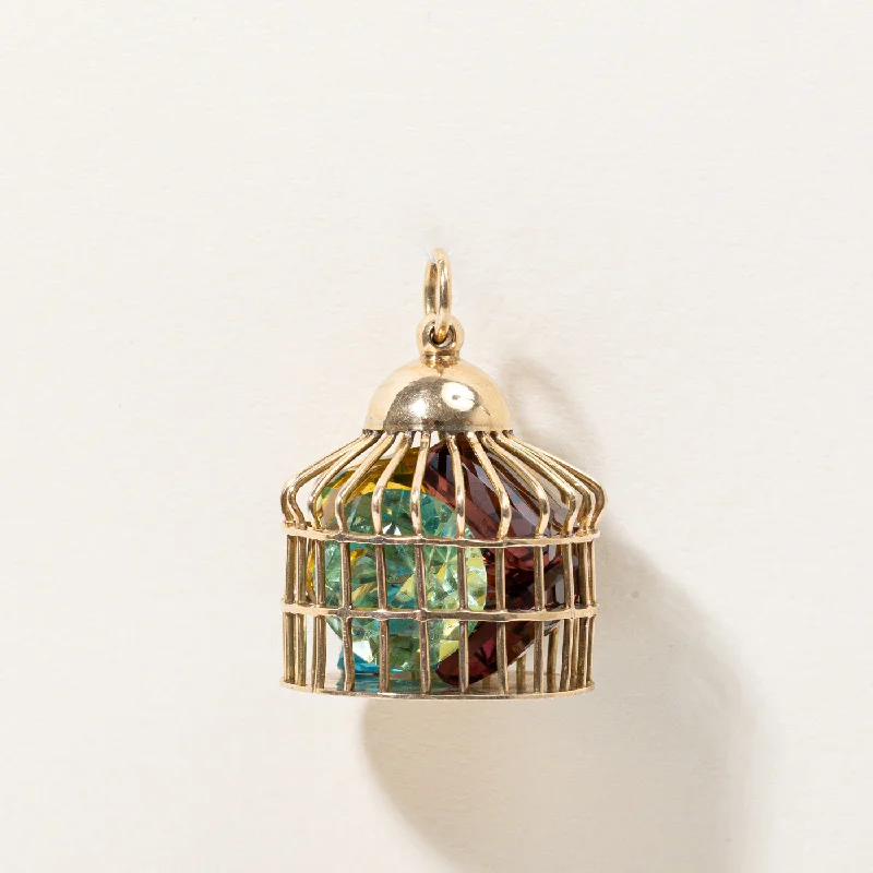 Grab Your Favorite Jewelry At The Lowest Prices Multi Coloured Glass Stone Birdcage Pendant | 40.00ctw |