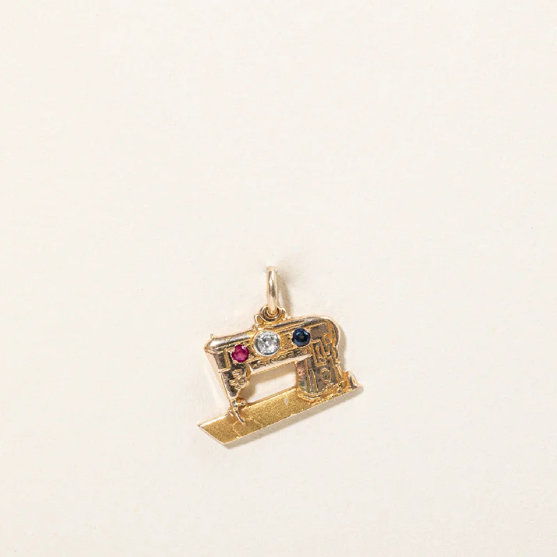 Limited-Time Offer On Elegant Jewelry Pieces Multi Gem Singer Sewing Machine Pendant | 0.07ctw |