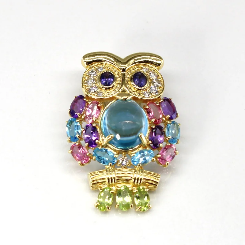 Versatile Layering Jewelry For Effortless Chic Multi Gemstone Owl Pendant