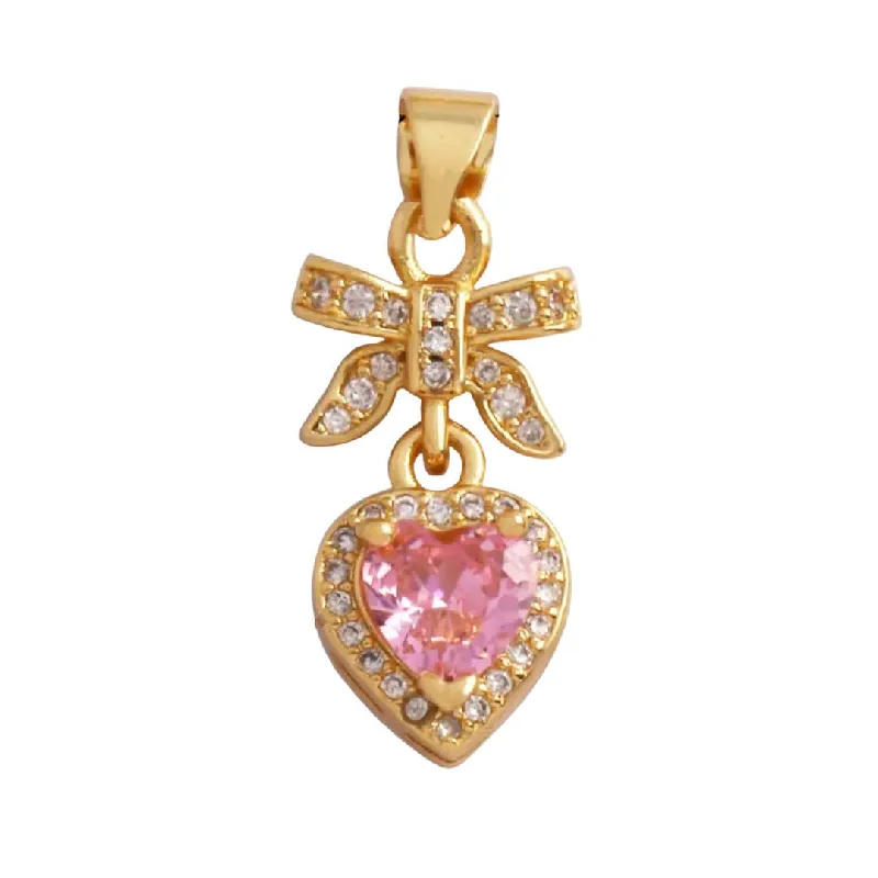 Last Chance To Shop High-End Jewelry At Markdown Prices Pave Bow & Pink Heart Charm For Charm Bar & Charm Necklace Last Chance To Shop High-End Jewelry At Markdown Prices Pave Bow & Pink Heart Charm For Charm Bar & Charm Necklace
