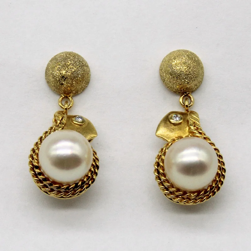 Timeless Jewelry At Special Discount Rates Pearl & Diamond Drop Earrings | 0.02ctw | Timeless Jewelry At Special Discount Rates Pearl & Diamond Drop Earrings | 0.02ctw |