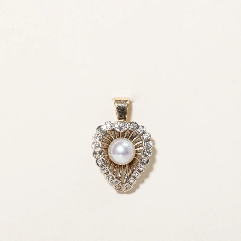 Timeless Elegance At Unbelievable Discounts Pearl & Diamond Heart Pendant | 0.15ctw | Timeless Elegance At Unbelievable Discounts Pearl & Diamond Heart Pendant | 0.15ctw |