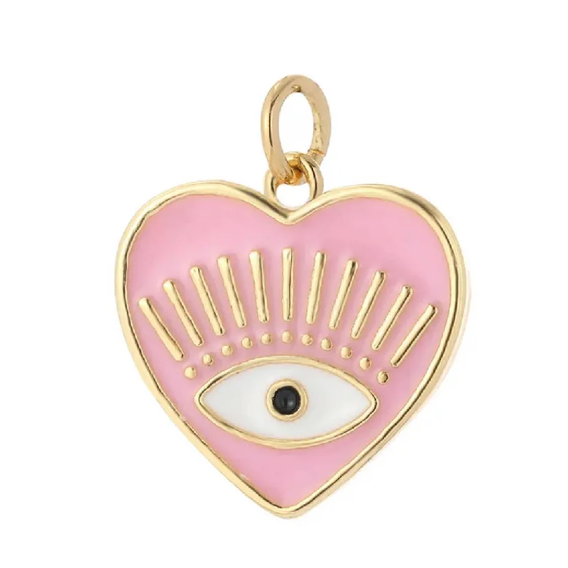 Handcrafted Beauty At Affordable Prices Pink Heart Eye Charm For Charm Necklace & Bracelet