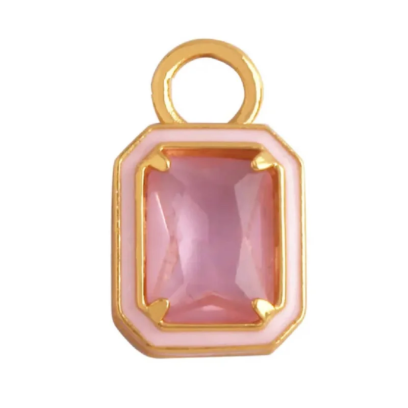 High-Quality Jewelry At A Fraction Of The Cost Pink Rectangle Zircon Charm For Charm Necklace & Bracelet High-Quality Jewelry At A Fraction Of The Cost Pink Rectangle Zircon Charm For Charm Necklace & Bracelet