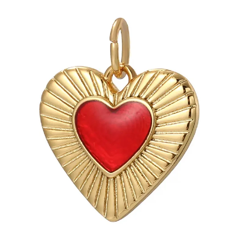 Shop Fine Jewelry With Amazing Deals Red Heart Gold Burst Charm For Charm Necklace & Bracelet Shop Fine Jewelry With Amazing Deals Red Heart Gold Burst Charm For Charm Necklace & Bracelet