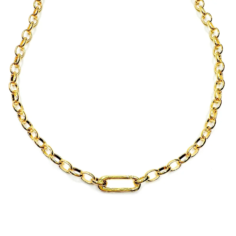 Get The Best Deals On Timeless Jewelry Pieces Smooth Gold Carabiner Clasp Oval Chain Charm Necklace