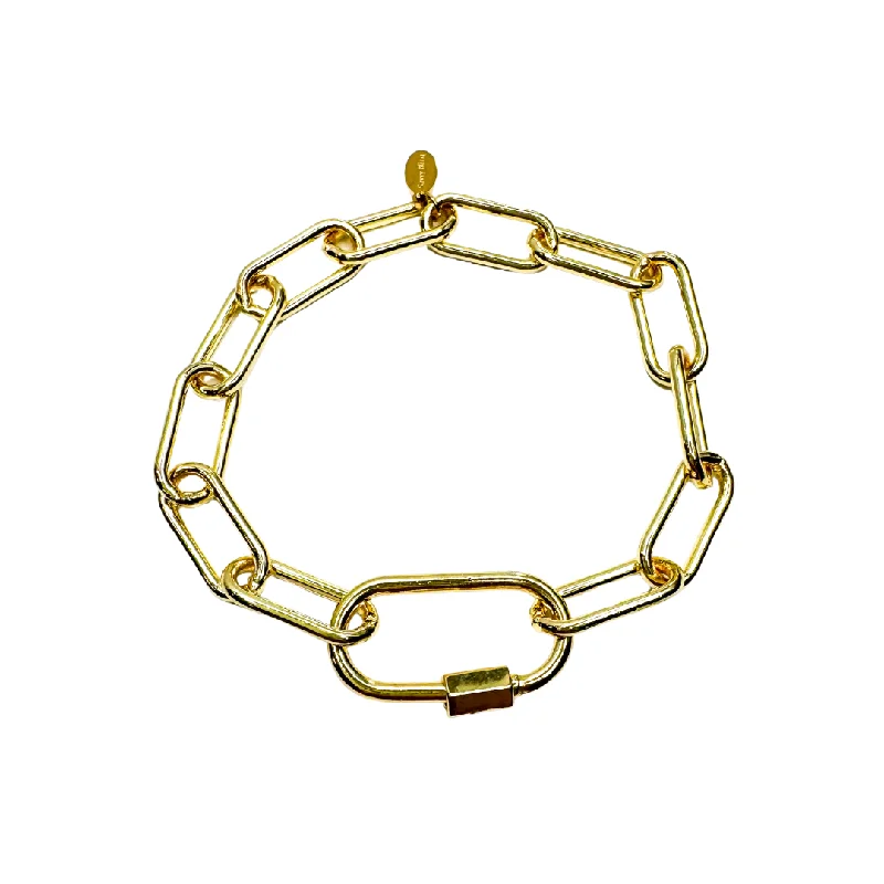Elegant Rose Gold Jewelry For A Stylish Touch Smooth Gold Carabiner Clasp Round Paperclip Charm Bracelet