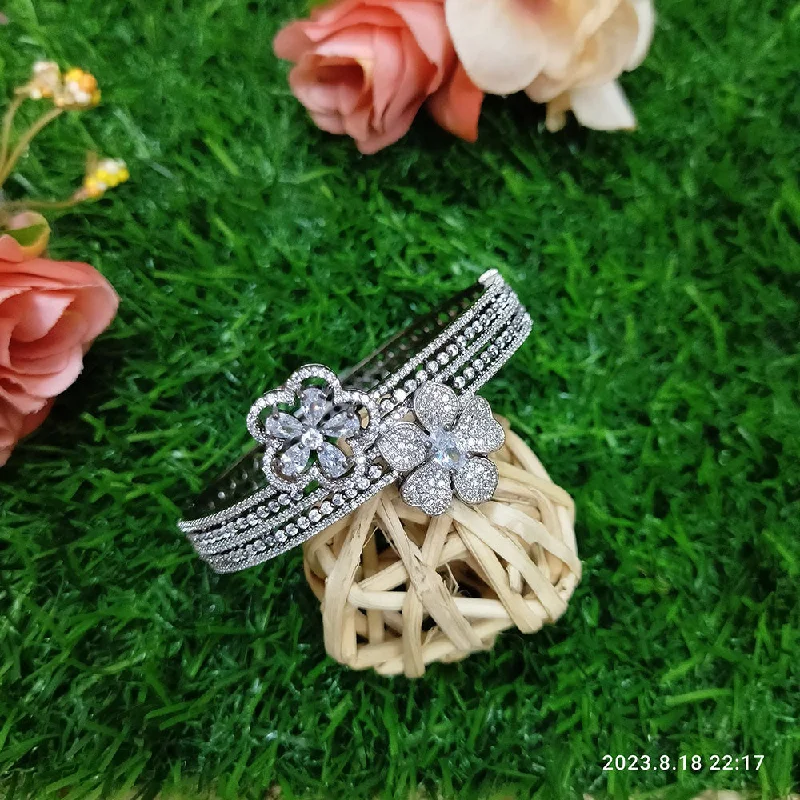 Premium Diamond Jewelry For Unforgettable Moments Sunflower Fashion Jewellery Black Oxidised Plated  AD Stone Openable Kada