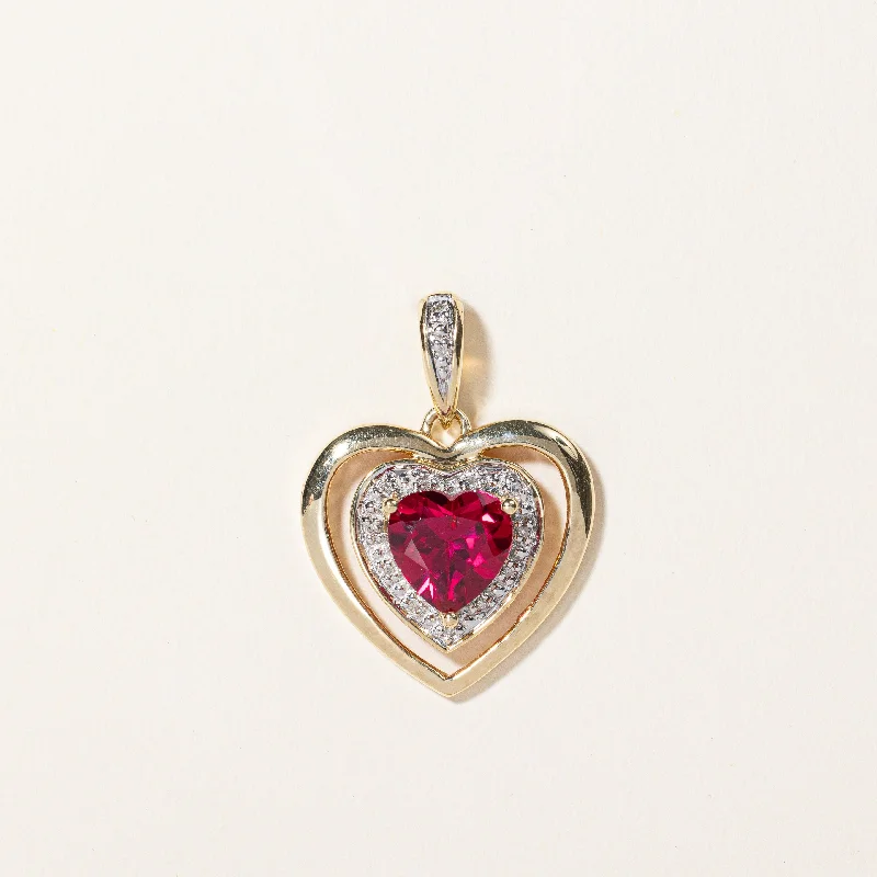 Limited-Time Offer On Elegant Jewelry Pieces Synthetic Ruby & Natural Diamond Heart Pendant | 3.00ct, 0.03ctw | Limited-Time Offer On Elegant Jewelry Pieces Synthetic Ruby & Natural Diamond Heart Pendant | 3.00ct, 0.03ctw |