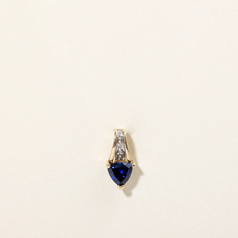 Grab Your Favorite Jewelry At The Lowest Prices Synthetic Sapphire & Natural Diamond Pendant | 0.80ct, 0.01ct |